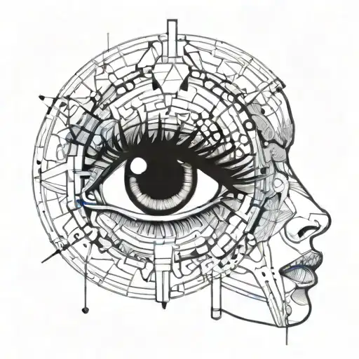 Girl Face And Many Different Precise Patterns