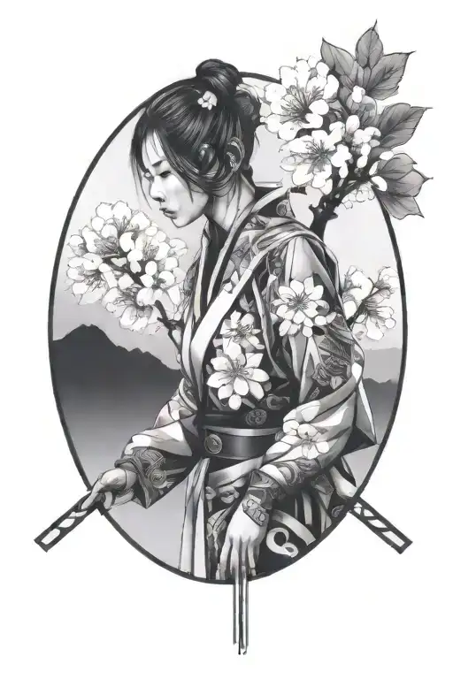 Japanese Woman Cherry Blossom