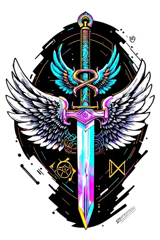 Wings With Sword And An Anchor