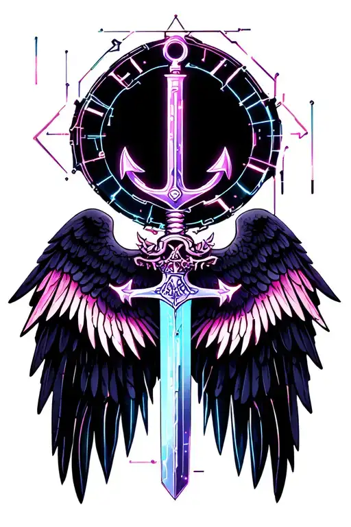 Wings With Sword And An Anchor And Nursing