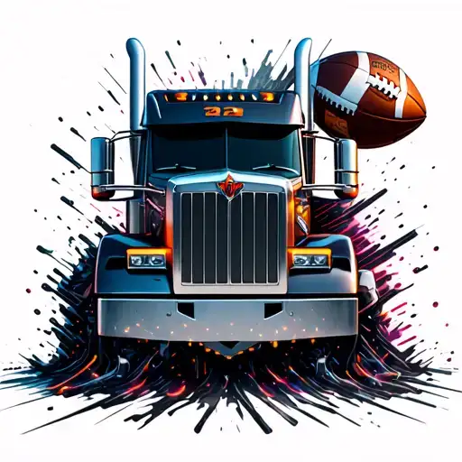 Diesel Truck With 22 On The Grill Breaking Through Football