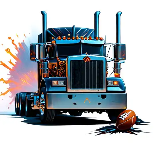 18 Wheeler With 22 On The Grill Breaking Through Football