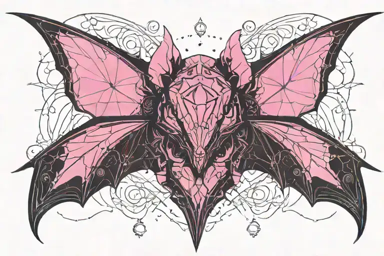 Mouse Bat Wyvern Pink And Black Ethereal Protector Heart Fairy Stars Magic