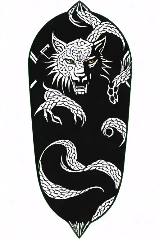 Fenrir Whit Runes And Snake