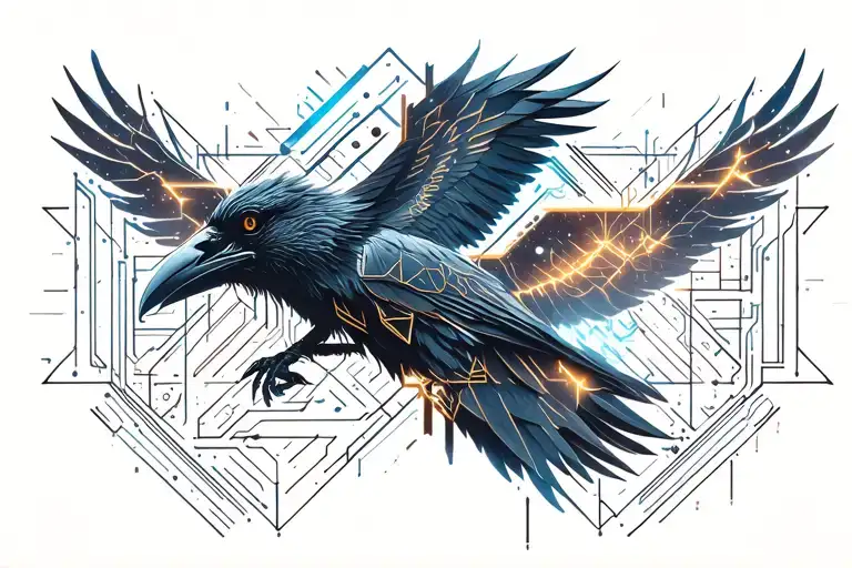Geometric Odin Raven Emerging Sci Fi