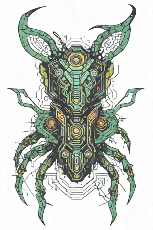 Bug With Horns And Big Wings Spread Wide