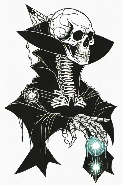 Skull Wizard With A Spike Ball Inn His Hand
