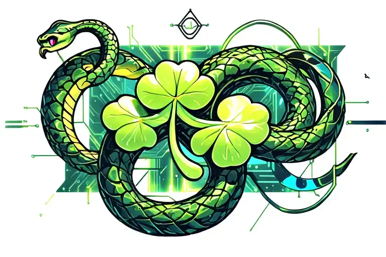 4 Leaf Clover And Snake