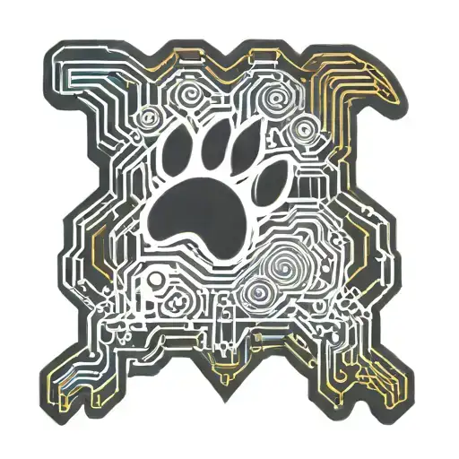 Dog Paw Connected By Heart Beat Line To A Heart