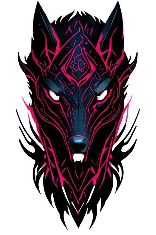 Viking Tribal Tattoo Design Incorporating Symbiote Less Black More Futuristic With A Wolf Head
