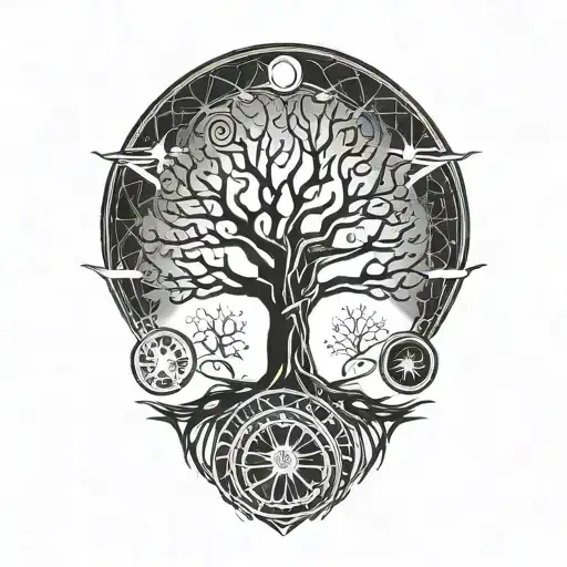 Tree Of Life And Sun And Moon