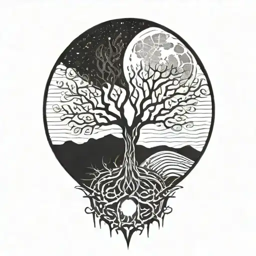 Tree Of Life And Sun And Moon