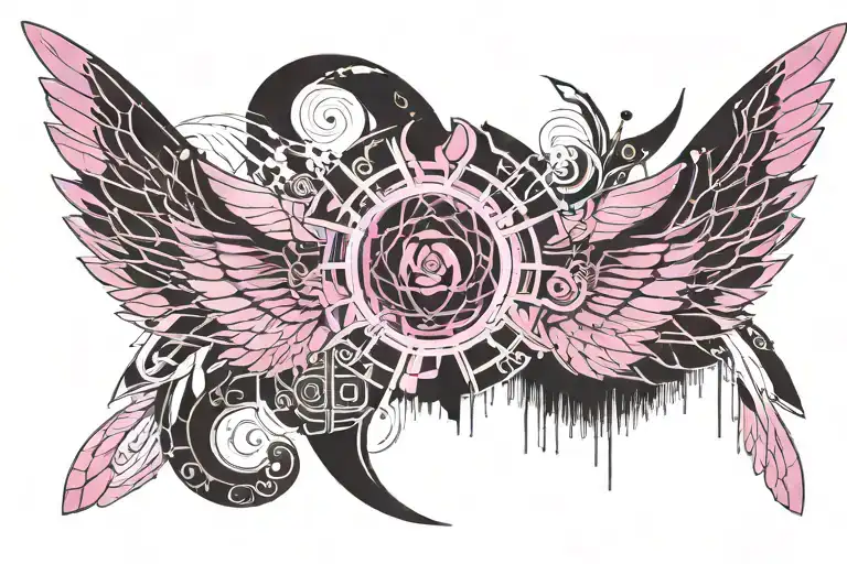 Pink Rose With Two Wings Spread Wide