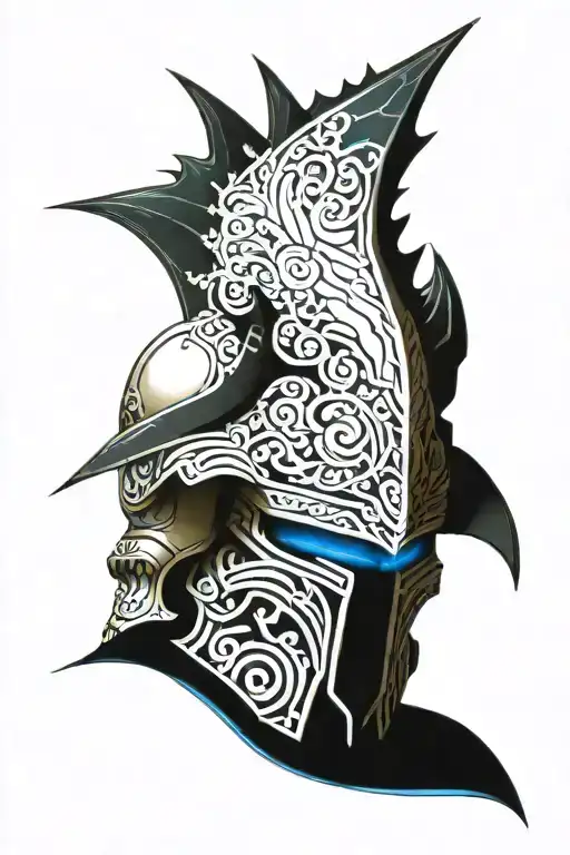 Warhammer 40K Night Lords Ornate Power Armour Helmet With Bat Wings Coiled With Vines And Roses