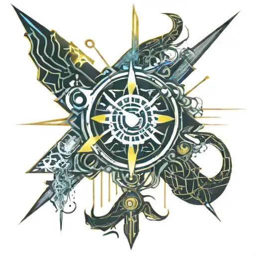 Cross And One Eye With Japanese Love And Peace Sign