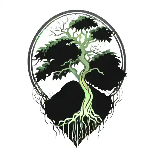 Half Sleeve Morton Bay Fig Tree With Roots