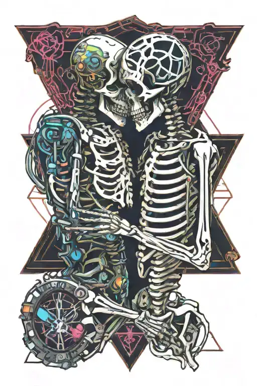 Skeleton Couple Kissing