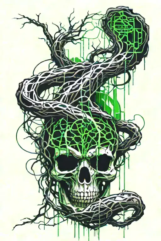 Roots Growing With Green Blood Dripping