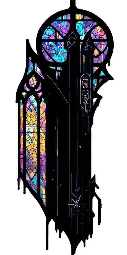 Stain Glass Cathedral Window With Aged Stone Gothic Architecture