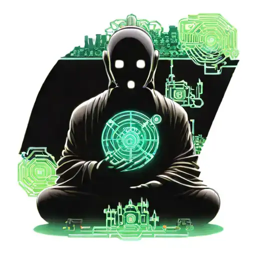 A Robot Monk Looking Like Shakyamuni Buddha With A Cyberpunk Tokyo-like City Behind It