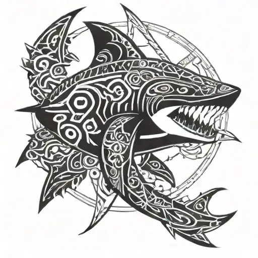 Polynesian With Shark And Turtle