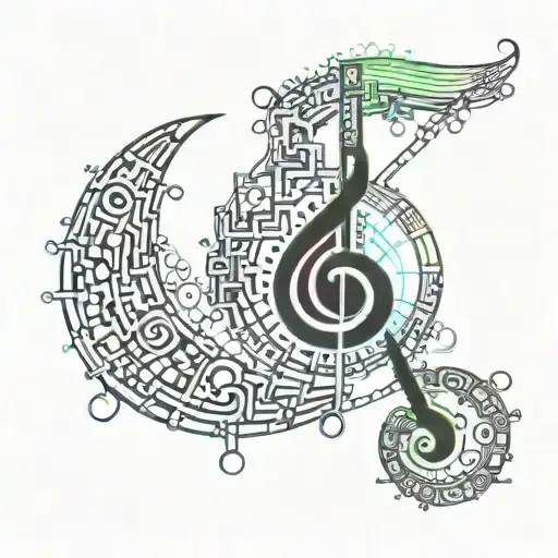 Treble Clef And Semicolon Crescent Moon