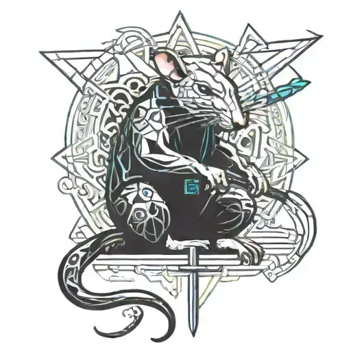 Rat With A Sword Behind His Back In A Meditation Pose