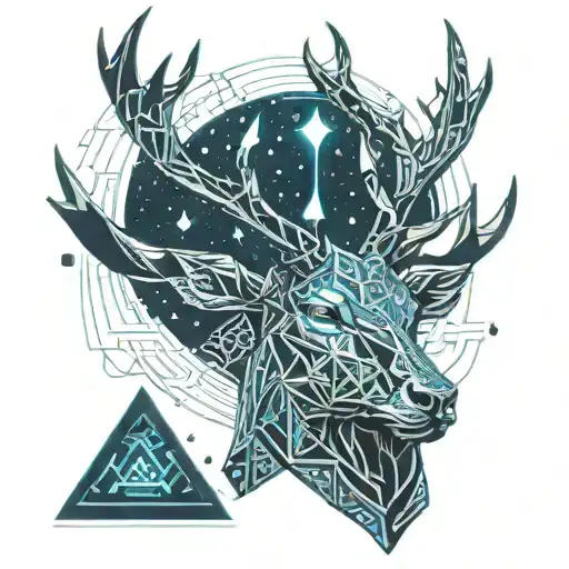 Noble Stag Head Blue Forest Fore Arm
