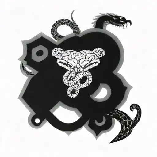 Rose And Snake Coiling Each Other