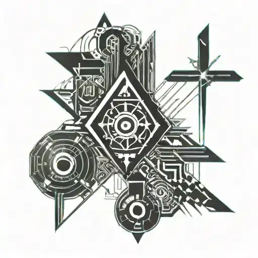 Cyber Sigilism Tattoo Sharp Edges Gothic Inspired Tattoo Cross