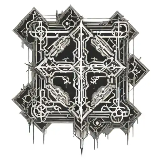 Soft Edges Distressed Uneven Random Curved Gothic Inspired Tattoo Cross