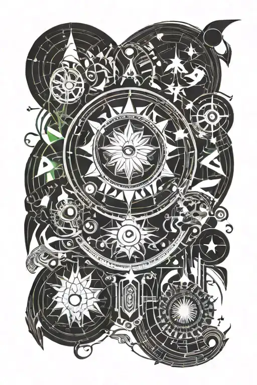 Very Cool Sun And Moon Design Combining Elements