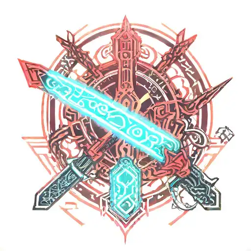 Red Cyber Katana Glowing