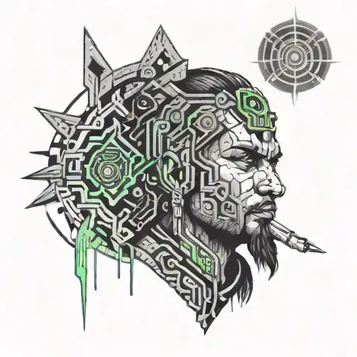 A Detailed Portrait Of Panwar Prodigy In A Black And Grey Style