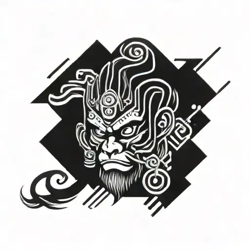 Sun Vukong Monkey King Only Face For Tattoo Design