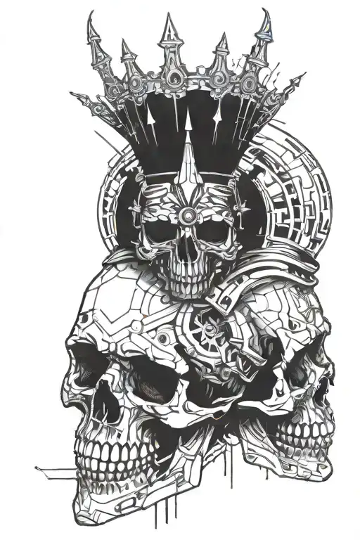Cyberpunk Demon Skull Wearing A Crown