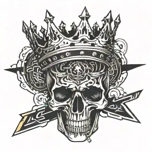 Skull With Crown Written In A Band Even Kings Die