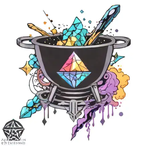 Colorful Cosmic Space Galaxy Crystals Blank Witch Cauldron Simple