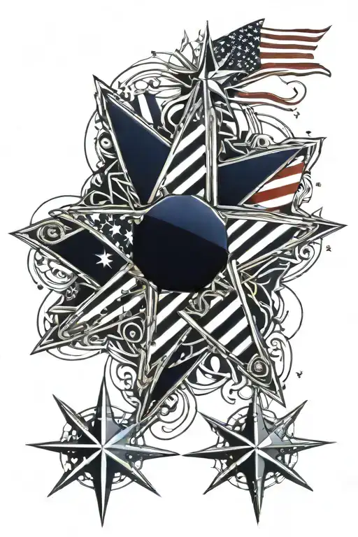 Navy Nautical Star With American Flag