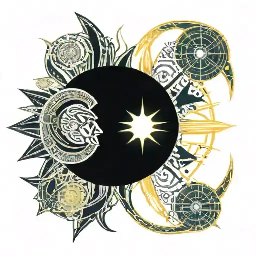 Sun And Moon Merging Together