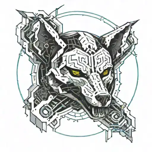 Wolf Skull With Moon And Star