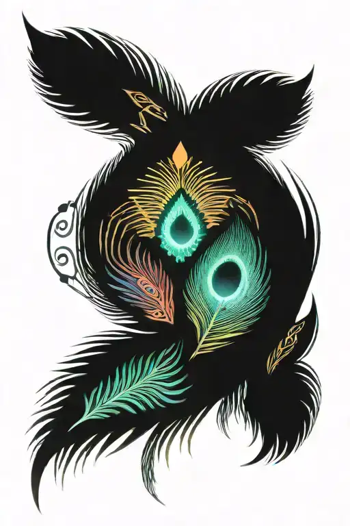 Colourful Peacock Feather Attached