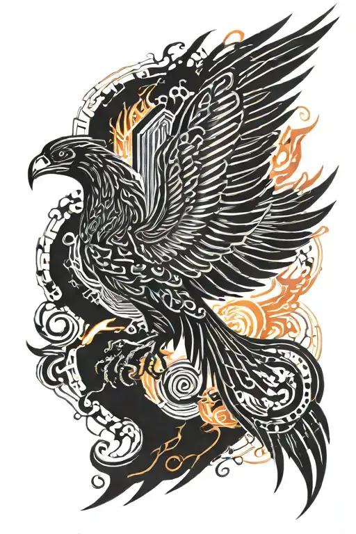 Phoenix On Fire Rising Phoenix Wings Spread