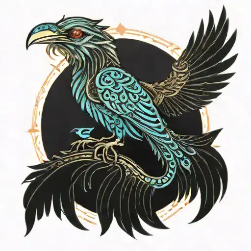 Quetzal Bird Rising From Ashes Whit A Long Tail Feathers