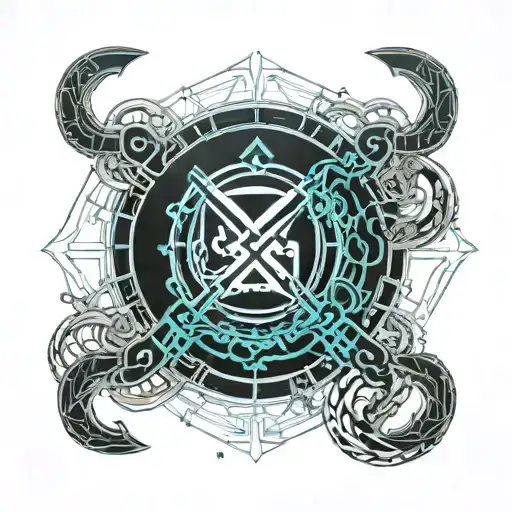 Norse Runes Surrounding Pisces Zodiac Sign