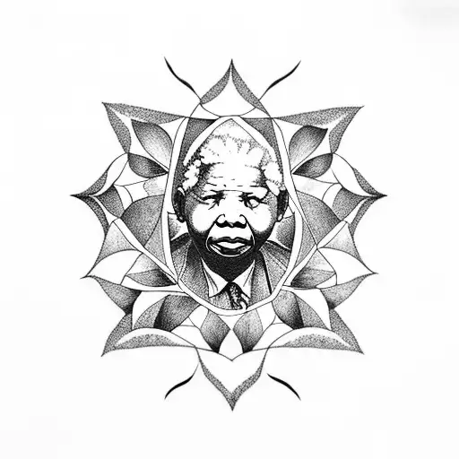 Geo Lotus With Mandela For Back Of Neck