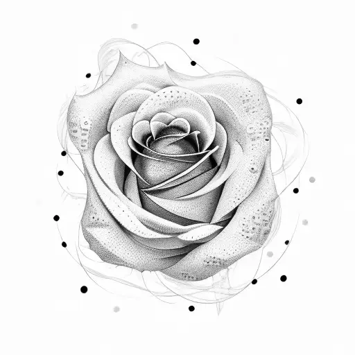 A Dotwork Design Combining The Elegance Of A Rose With The Sharpness Of A Throwing Star