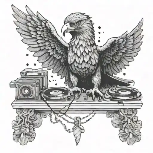 An Eagle Dj Mixing Music In Ancient Greece Gods Hands