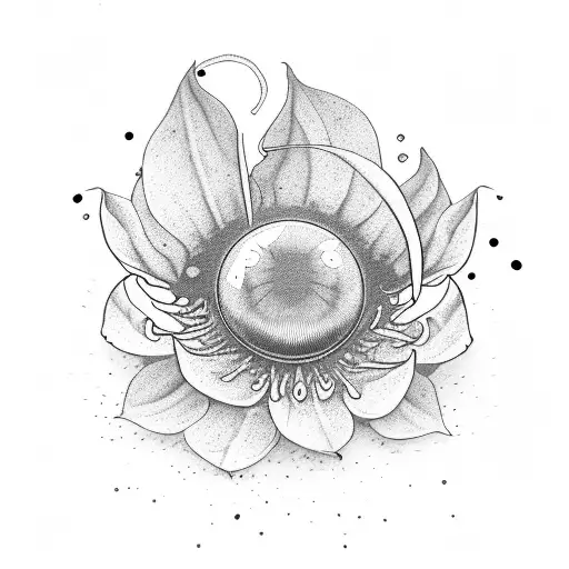 August And October Birth Flower With Ladybug Flying Over