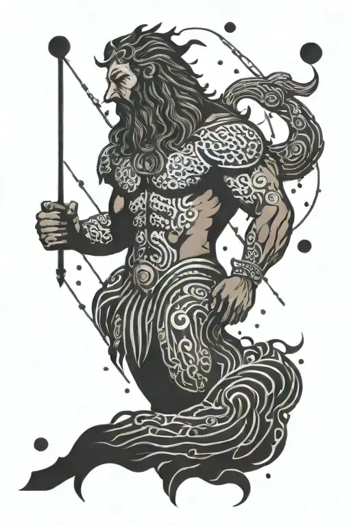A Minimalist Poseidon Symbol Intertwined With Binary Code